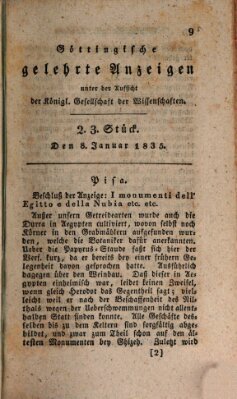 Göttingische gelehrte Anzeigen (Göttingische Zeitungen von gelehrten Sachen) Donnerstag 8. Januar 1835