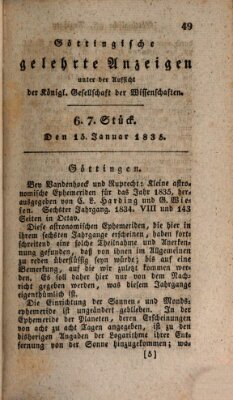 Göttingische gelehrte Anzeigen (Göttingische Zeitungen von gelehrten Sachen) Donnerstag 15. Januar 1835