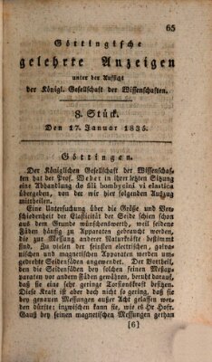 Göttingische gelehrte Anzeigen (Göttingische Zeitungen von gelehrten Sachen) Samstag 17. Januar 1835