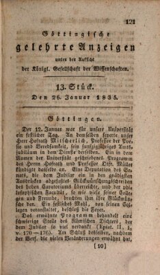 Göttingische gelehrte Anzeigen (Göttingische Zeitungen von gelehrten Sachen) Montag 26. Januar 1835