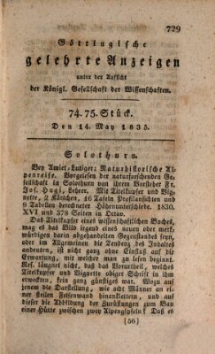 Göttingische gelehrte Anzeigen (Göttingische Zeitungen von gelehrten Sachen) Donnerstag 14. Mai 1835