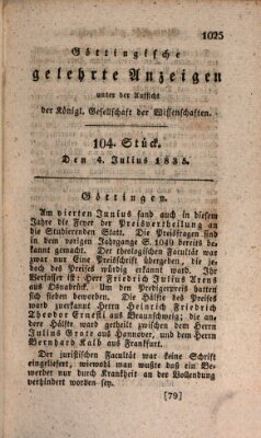 Göttingische gelehrte Anzeigen (Göttingische Zeitungen von gelehrten Sachen) Samstag 4. Juli 1835