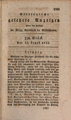 Göttingische gelehrte Anzeigen (Göttingische Zeitungen von gelehrten Sachen) Samstag 15. August 1835