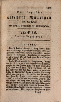 Göttingische gelehrte Anzeigen (Göttingische Zeitungen von gelehrten Sachen) Samstag 22. August 1835