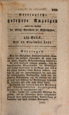 Göttingische gelehrte Anzeigen (Göttingische Zeitungen von gelehrten Sachen) Montag 28. September 1835