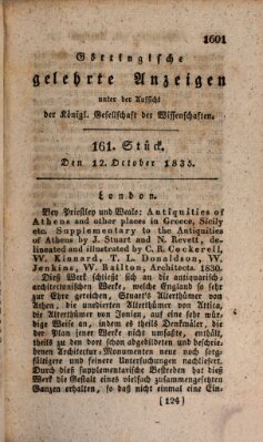 Göttingische gelehrte Anzeigen (Göttingische Zeitungen von gelehrten Sachen) Montag 12. Oktober 1835