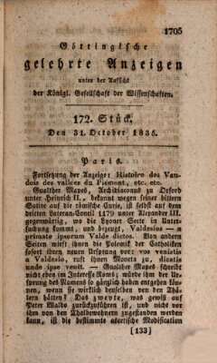 Göttingische gelehrte Anzeigen (Göttingische Zeitungen von gelehrten Sachen) Samstag 31. Oktober 1835