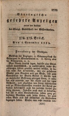 Göttingische gelehrte Anzeigen (Göttingische Zeitungen von gelehrten Sachen) Donnerstag 5. November 1835