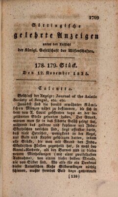 Göttingische gelehrte Anzeigen (Göttingische Zeitungen von gelehrten Sachen) Donnerstag 12. November 1835