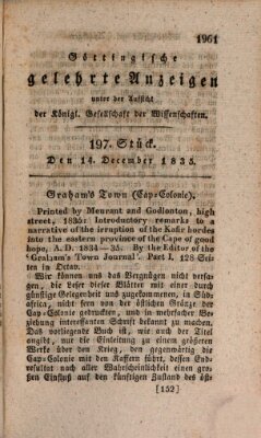 Göttingische gelehrte Anzeigen (Göttingische Zeitungen von gelehrten Sachen) Montag 14. Dezember 1835