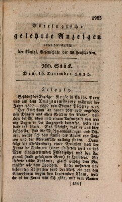 Göttingische gelehrte Anzeigen (Göttingische Zeitungen von gelehrten Sachen) Samstag 19. Dezember 1835