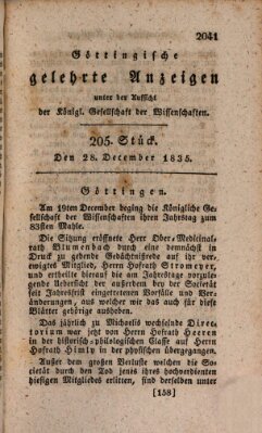 Göttingische gelehrte Anzeigen (Göttingische Zeitungen von gelehrten Sachen) Montag 28. Dezember 1835