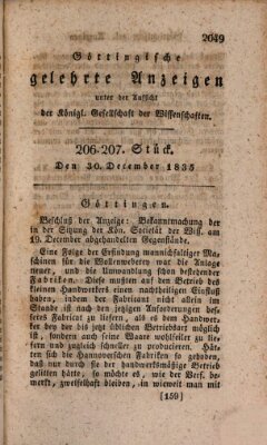 Göttingische gelehrte Anzeigen (Göttingische Zeitungen von gelehrten Sachen) Mittwoch 30. Dezember 1835