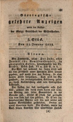 Göttingische gelehrte Anzeigen (Göttingische Zeitungen von gelehrten Sachen) Montag 11. Januar 1836