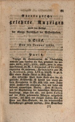 Göttingische gelehrte Anzeigen (Göttingische Zeitungen von gelehrten Sachen) Montag 18. Januar 1836