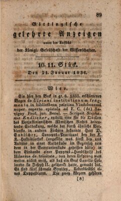 Göttingische gelehrte Anzeigen (Göttingische Zeitungen von gelehrten Sachen) Donnerstag 21. Januar 1836