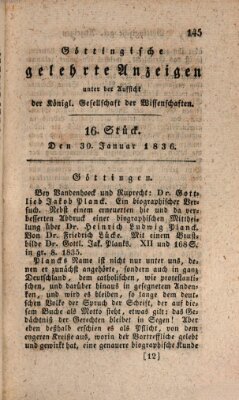 Göttingische gelehrte Anzeigen (Göttingische Zeitungen von gelehrten Sachen) Samstag 30. Januar 1836