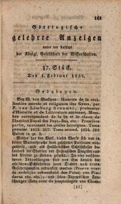 Göttingische gelehrte Anzeigen (Göttingische Zeitungen von gelehrten Sachen) Montag 1. Februar 1836