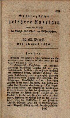 Göttingische gelehrte Anzeigen (Göttingische Zeitungen von gelehrten Sachen) Donnerstag 21. April 1836