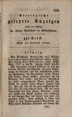 Göttingische gelehrte Anzeigen (Göttingische Zeitungen von gelehrten Sachen) Montag 25. Juli 1836