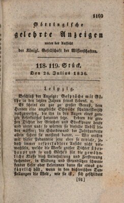 Göttingische gelehrte Anzeigen (Göttingische Zeitungen von gelehrten Sachen) Donnerstag 28. Juli 1836