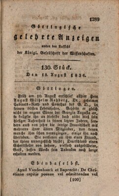 Göttingische gelehrte Anzeigen (Göttingische Zeitungen von gelehrten Sachen) Donnerstag 18. August 1836