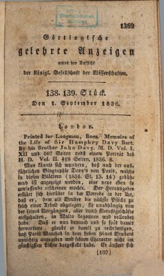 Göttingische gelehrte Anzeigen (Göttingische Zeitungen von gelehrten Sachen) Donnerstag 1. September 1836