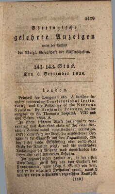 Göttingische gelehrte Anzeigen (Göttingische Zeitungen von gelehrten Sachen) Donnerstag 8. September 1836