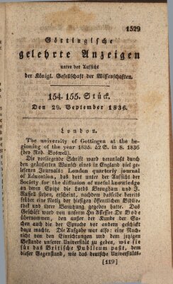 Göttingische gelehrte Anzeigen (Göttingische Zeitungen von gelehrten Sachen) Donnerstag 29. September 1836