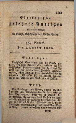 Göttingische gelehrte Anzeigen (Göttingische Zeitungen von gelehrten Sachen) Montag 3. Oktober 1836