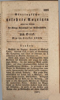 Göttingische gelehrte Anzeigen (Göttingische Zeitungen von gelehrten Sachen) Samstag 15. Oktober 1836