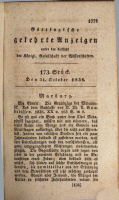 Göttingische gelehrte Anzeigen (Göttingische Zeitungen von gelehrten Sachen) Montag 31. Oktober 1836