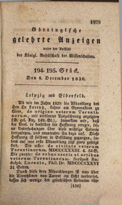 Göttingische gelehrte Anzeigen (Göttingische Zeitungen von gelehrten Sachen) Donnerstag 8. Dezember 1836