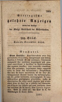 Göttingische gelehrte Anzeigen (Göttingische Zeitungen von gelehrten Sachen) Montag 19. Dezember 1836