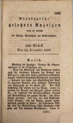 Göttingische gelehrte Anzeigen (Göttingische Zeitungen von gelehrten Sachen) Samstag 31. Dezember 1836