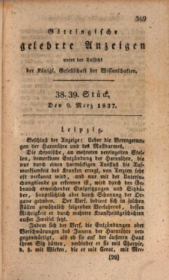 Göttingische gelehrte Anzeigen (Göttingische Zeitungen von gelehrten Sachen) Donnerstag 9. März 1837