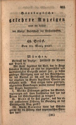 Göttingische gelehrte Anzeigen (Göttingische Zeitungen von gelehrten Sachen) Samstag 25. März 1837