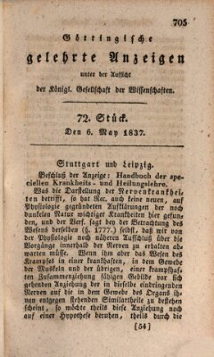 Göttingische gelehrte Anzeigen (Göttingische Zeitungen von gelehrten Sachen) Samstag 6. Mai 1837