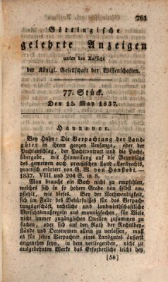 Göttingische gelehrte Anzeigen (Göttingische Zeitungen von gelehrten Sachen) Montag 15. Mai 1837