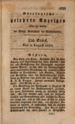 Göttingische gelehrte Anzeigen (Göttingische Zeitungen von gelehrten Sachen) Samstag 5. August 1837