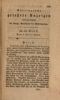 Göttingische gelehrte Anzeigen (Göttingische Zeitungen von gelehrten Sachen) Donnerstag 5. April 1838