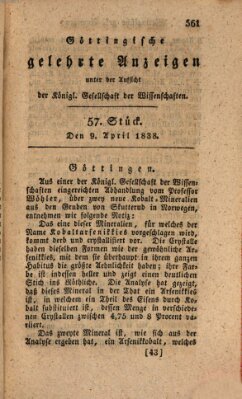Göttingische gelehrte Anzeigen (Göttingische Zeitungen von gelehrten Sachen) Montag 9. April 1838