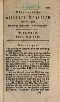 Göttingische gelehrte Anzeigen (Göttingische Zeitungen von gelehrten Sachen) Donnerstag 3. Mai 1838