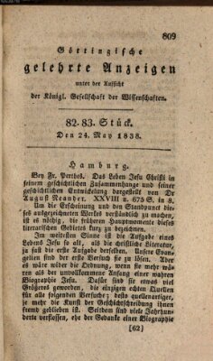 Göttingische gelehrte Anzeigen (Göttingische Zeitungen von gelehrten Sachen) Donnerstag 24. Mai 1838