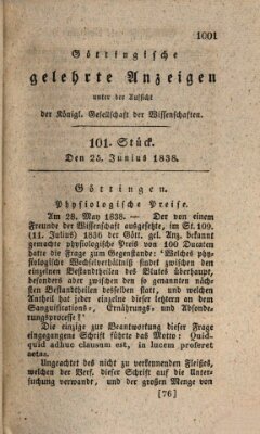 Göttingische gelehrte Anzeigen (Göttingische Zeitungen von gelehrten Sachen) Montag 25. Juni 1838