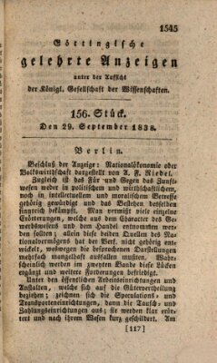 Göttingische gelehrte Anzeigen (Göttingische Zeitungen von gelehrten Sachen) Samstag 29. September 1838