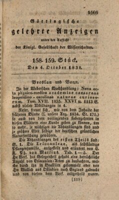 Göttingische gelehrte Anzeigen (Göttingische Zeitungen von gelehrten Sachen) Donnerstag 4. Oktober 1838