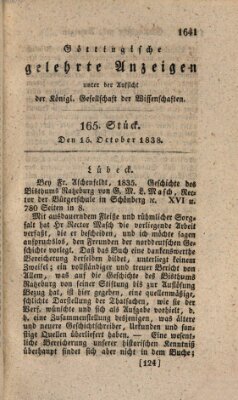 Göttingische gelehrte Anzeigen (Göttingische Zeitungen von gelehrten Sachen) Montag 15. Oktober 1838