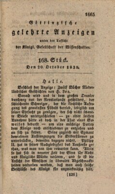 Göttingische gelehrte Anzeigen (Göttingische Zeitungen von gelehrten Sachen) Samstag 20. Oktober 1838