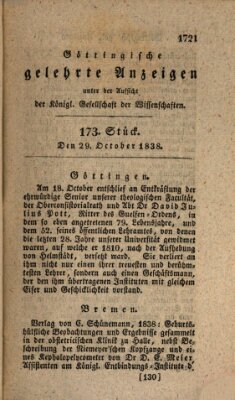 Göttingische gelehrte Anzeigen (Göttingische Zeitungen von gelehrten Sachen) Montag 29. Oktober 1838